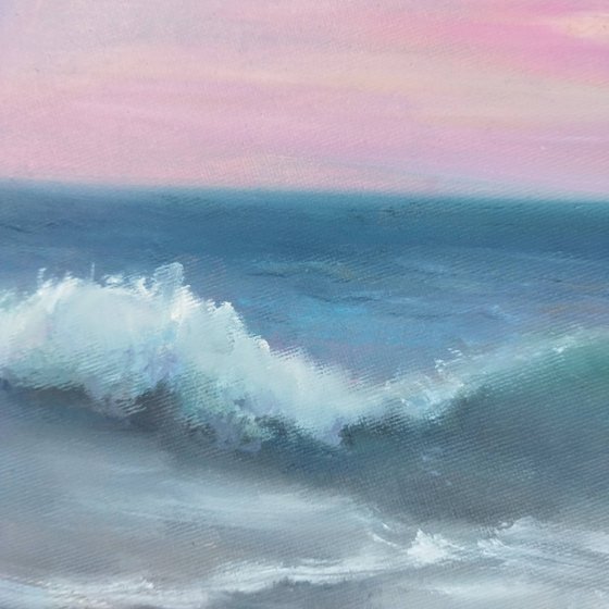 Evening Light – Pink Horizon and Ocean