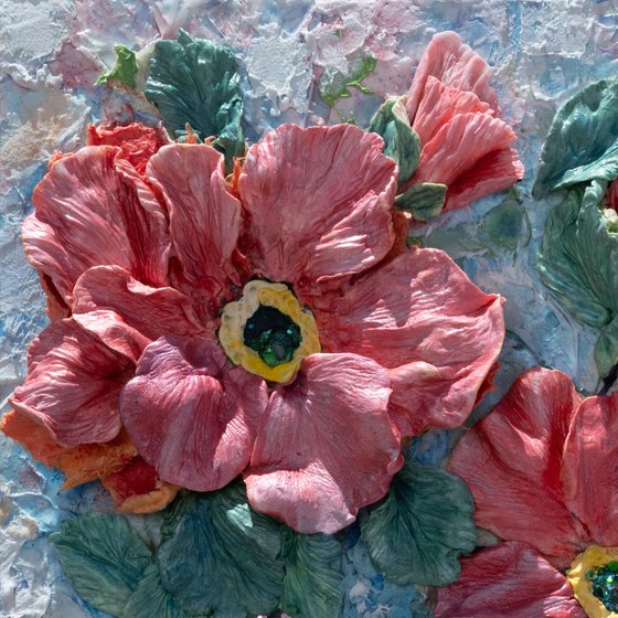 Coral Bloom Sculptural Floral Relief