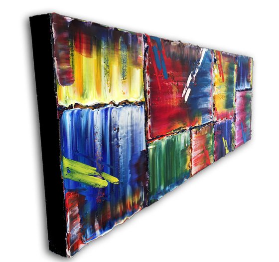 "Rebel Rebel" - FREE USA SHIPPING + Save As A Series - Original Large PMS Abstract Diptych Oil Paintings On Canvas - 36" x 36"