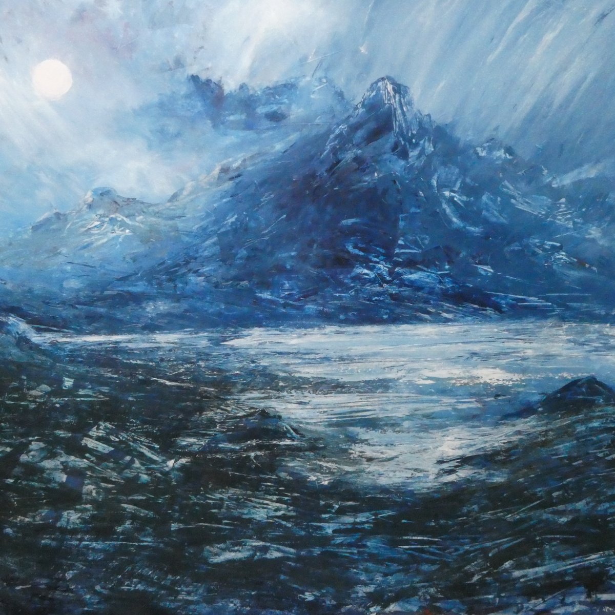  Blue Moonlit Peaks By Oconnart, 34 X 34, Artwork For Sale On Artfinder
