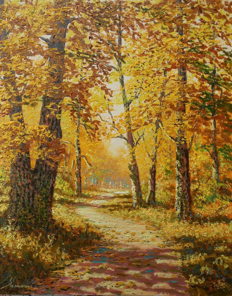 THE FOREST PATH, oil on canvas, landscape YOU C | Artfinder