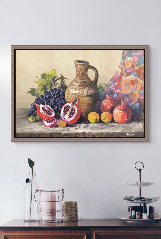 Clay Jug and Autumn Fruits