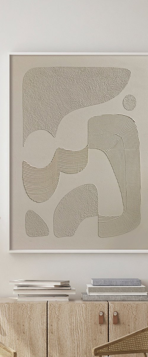 "Ashen Bay" High textured abstract art by Marine