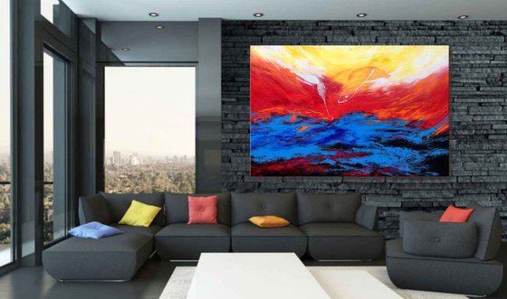 First Light - XL Large, Textured abstract art – Expressions of energy and light. READY TO HANG!