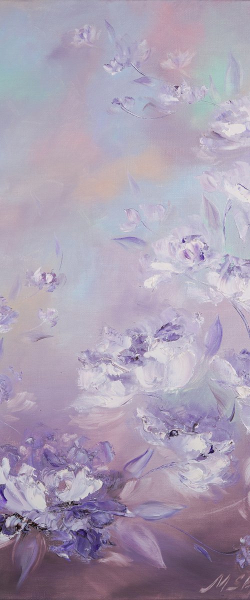 FLOWER WALTZ - Beautiful abstraction. Tenderness of peony. Floral motives. Lilac tones. Bizarre. Sensual. Refined. by Marina Skromova