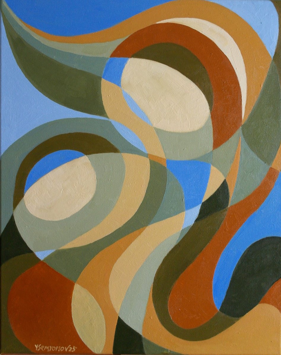 Expressive Abstract Oil Painting By Juri Semjonov, 16 X 20", Autumn Tender Impressions, Original Artwork