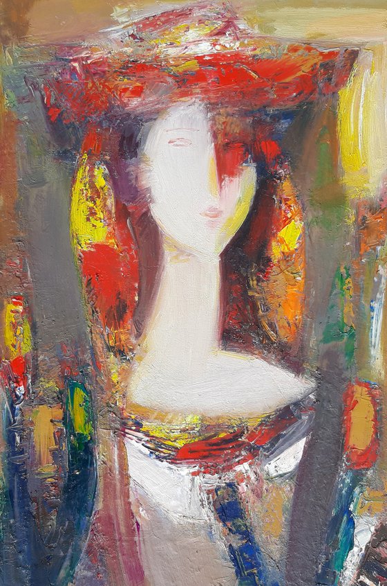 Duchess 42x58cm ,oil/canvas, abstract portrait