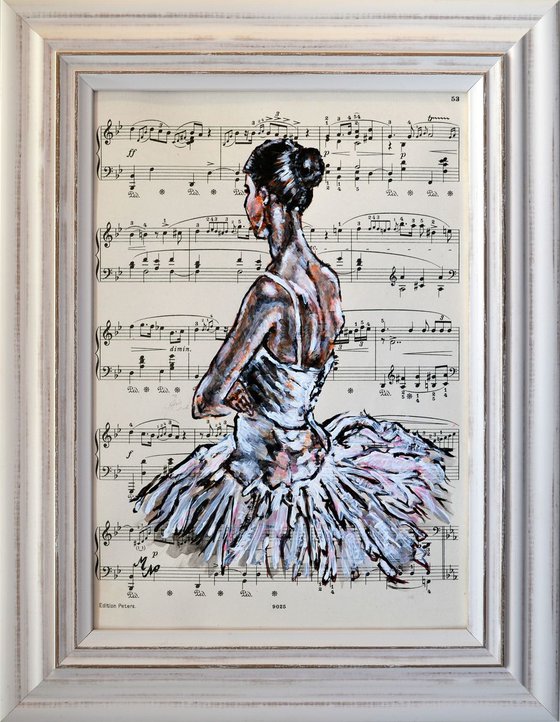 Framed Ballerina XX -Vintage Music Page, GIFT idea