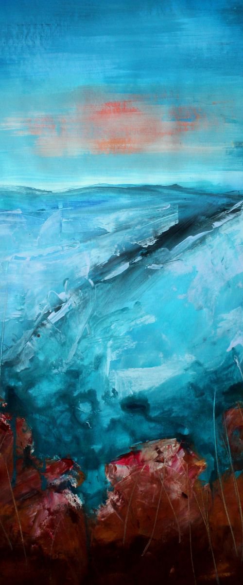 Blue Vertigo - Large original abstract seascape by Cecilia Frigati