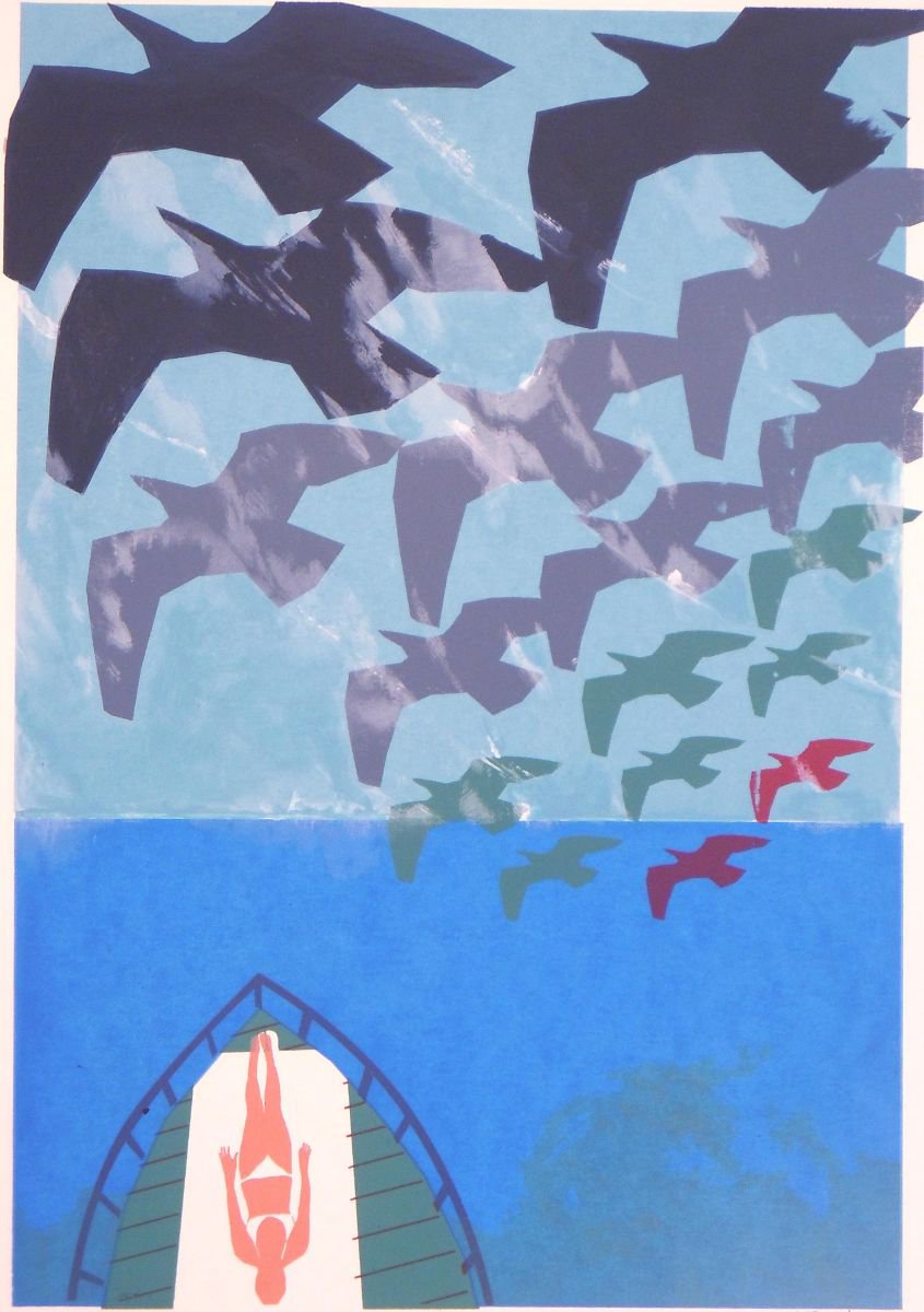 BOAT AND BIRDS by Eileen St Julian-Bown