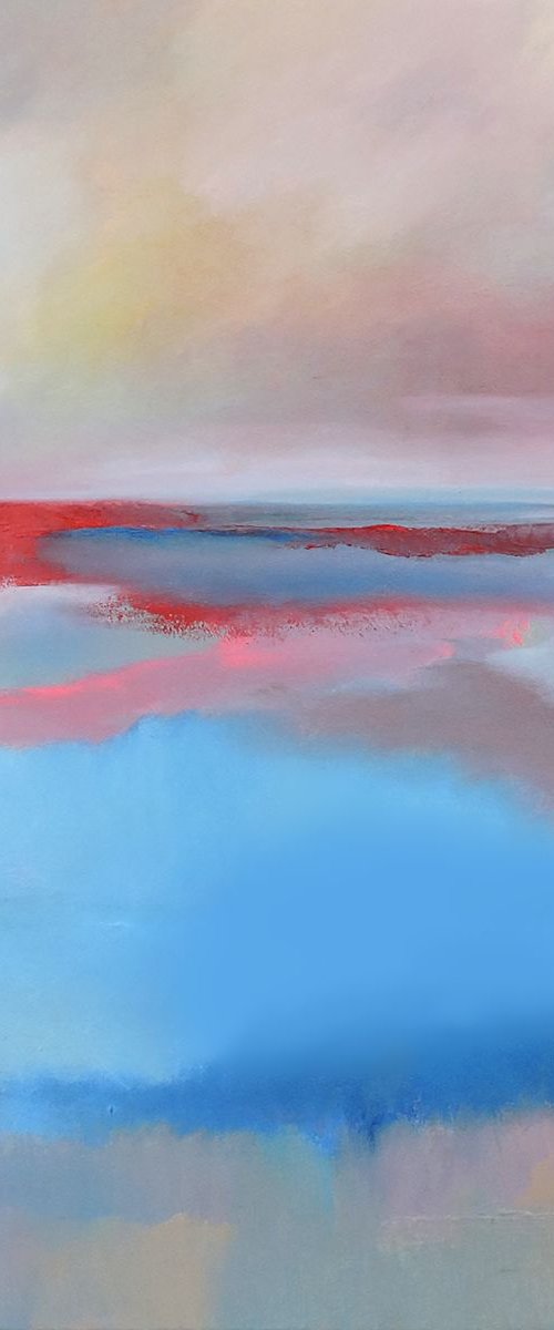 Red Shores. Large painting, 36" x 36". by Veta  Barker