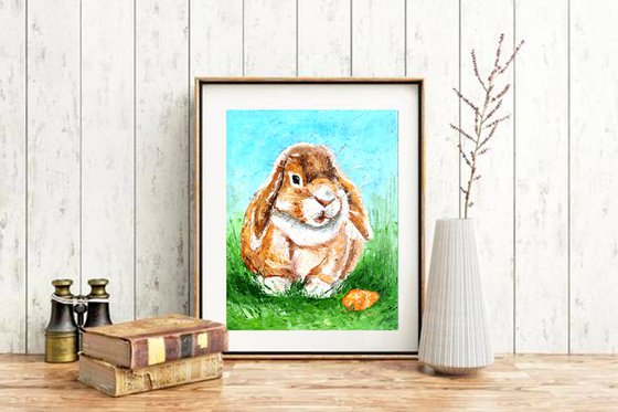 Hare Painting Original Art Rabbit Artwork Bunny Wall Art Animal