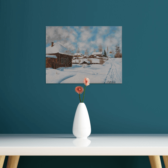 Snowy Village Landscape