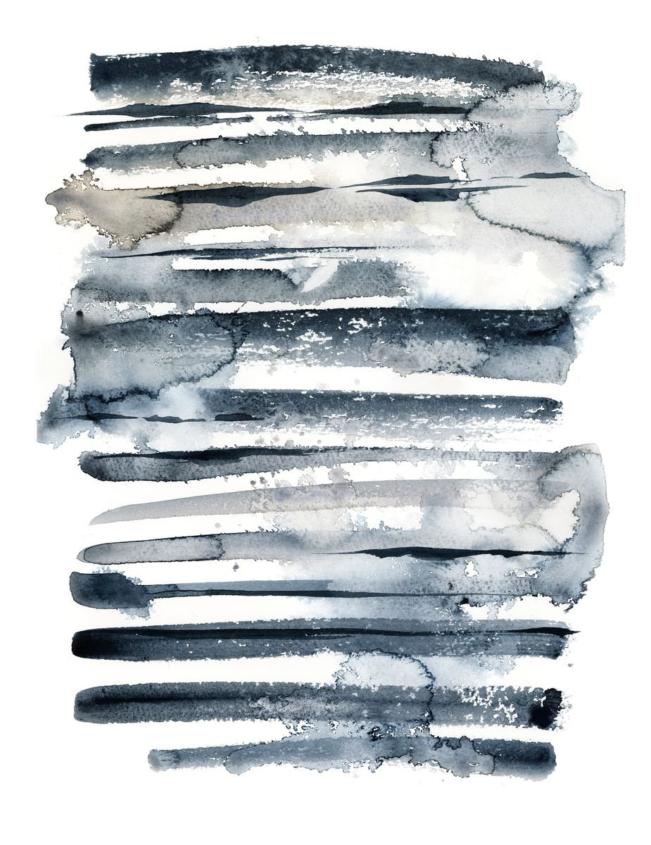 Blue lines - Abstract watercolor painting by Sophie Rodionov
