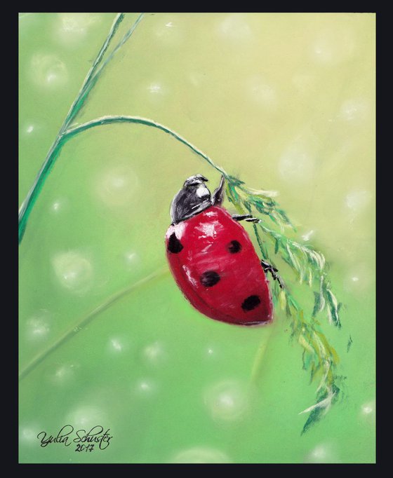Lady Bug.  Pastel painting.