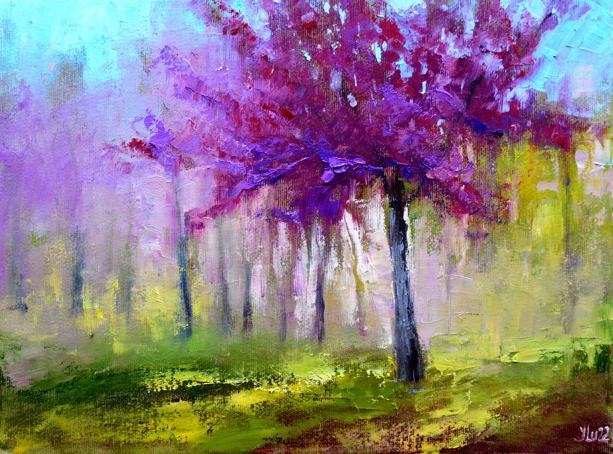 Impressionistic Landscape Oil Painting By Elena Lukina, 16 X 12, Spring, Original Artwork