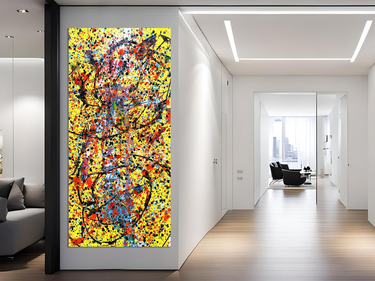Organic Abstract Acrylic Painting By Estelle Asmodelle, 30 X 64, Bounded Surprise, Original Artwork