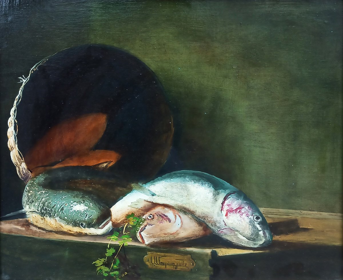 Photorealistic Still Life Oil Painting By Arayik Muradyan, 20 X 16, Still Life With Fishes, Original Artwork