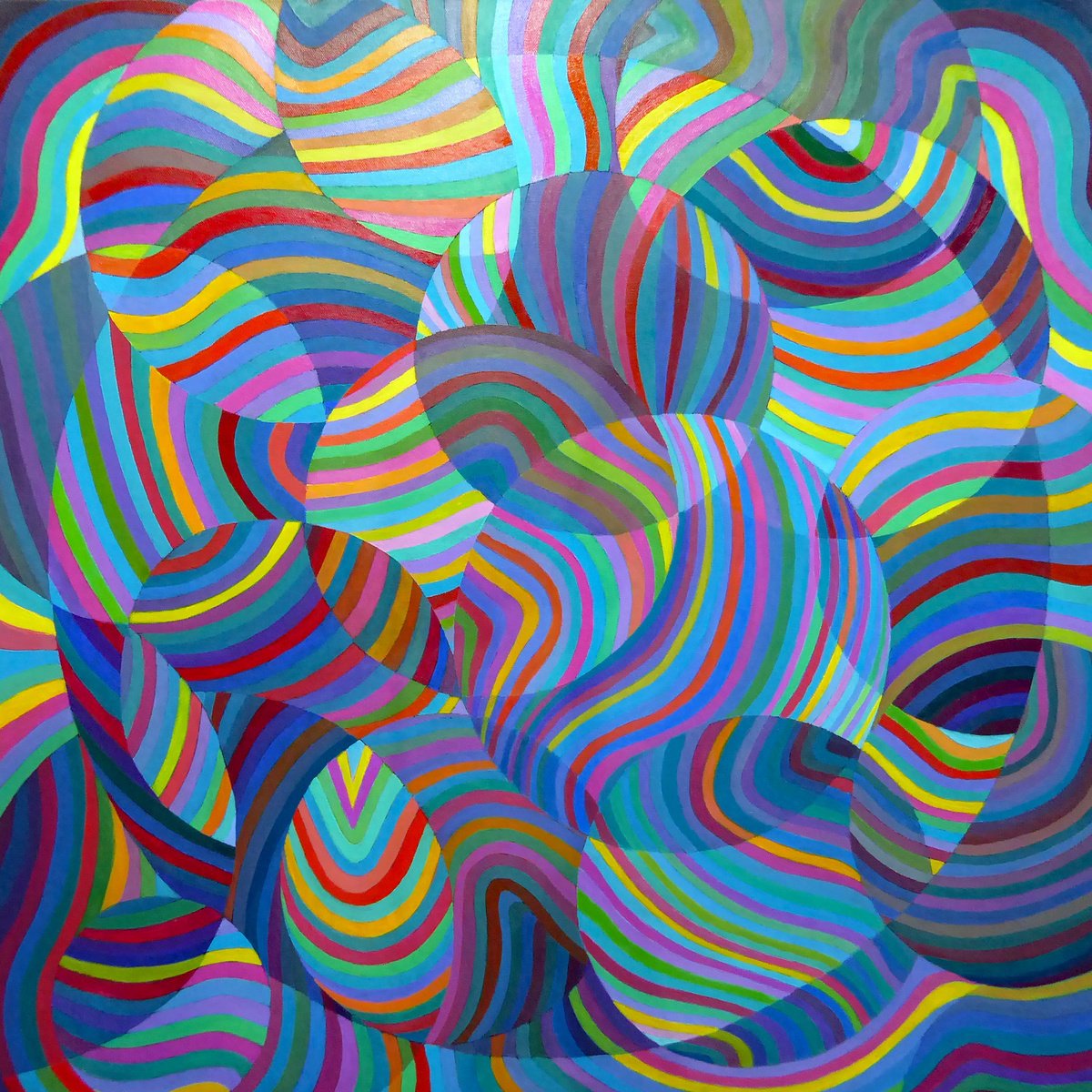 Organic Abstract Acrylic Painting By Stephen Conroy, 30 X 30", I Dream Of Rainbows, Original Artwork