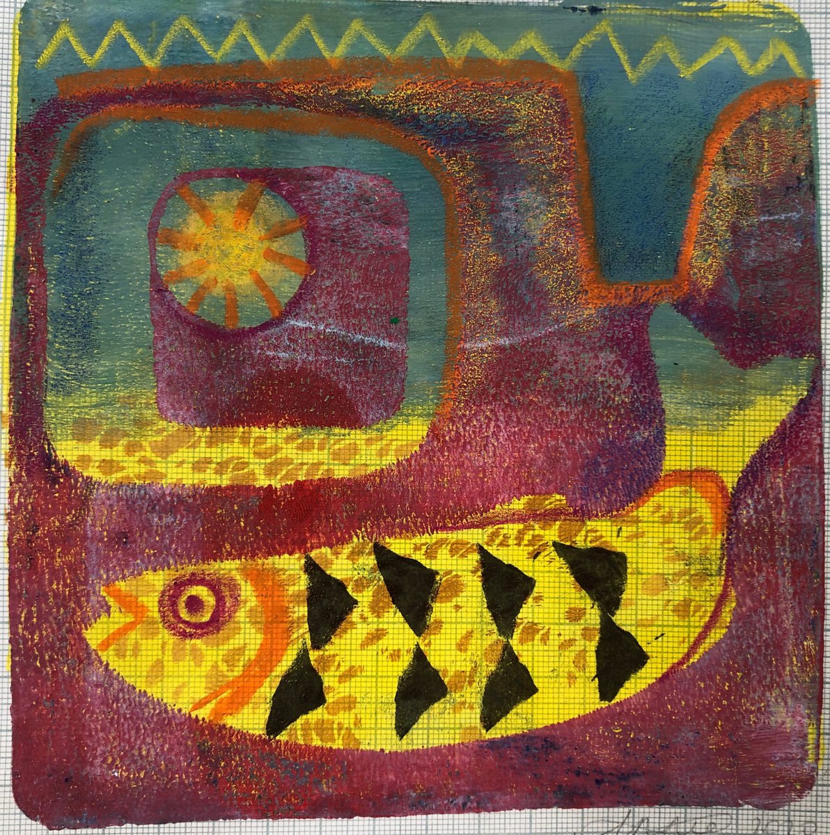 Fish Monoprint 2 by Annie Meier