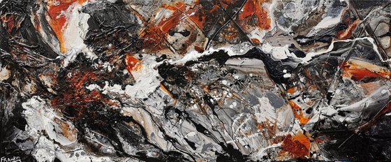 Slated Licorice 240cm x 100cm Black Grey Brown Abstract Art