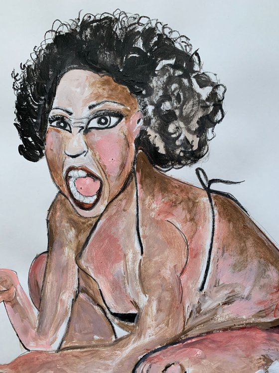 Black Woman Portrait, Fun Art, One-of-a-kind Gift Ideas, Original Artwork, Valentines Gift Ideas, Paintings on Paper, Framed Artwork, Black Queen Art, Beautiful Black Art Images,  Black Love Art