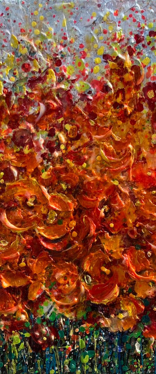 Splatter Symphony: Poppies in Full Bloom by Lena Owens at OLena Art