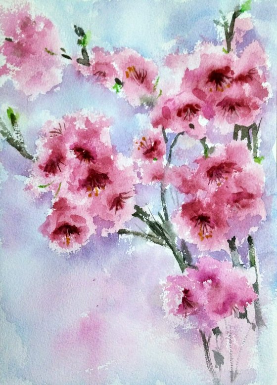 Purple Orchids and Pink Sakura Set of two