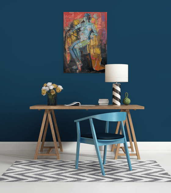 Seated nude on a golden chair