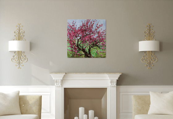 Flowering peach tree