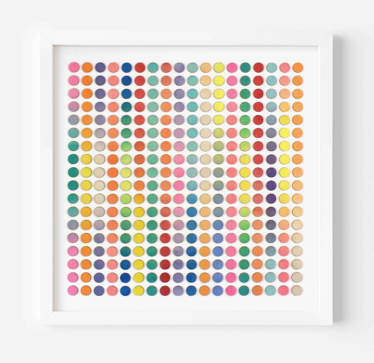 Geometric Abstract Acrylic Painting By Amelia Coward, 33 X 33, Ombre Stripes Of Dots., Original Artwork