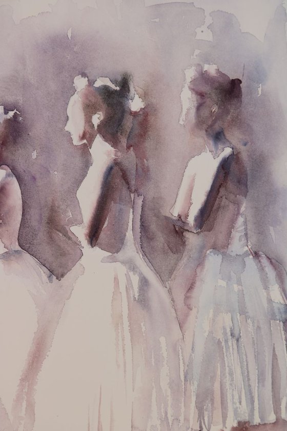 Ballerina watercolour painting "Start The Show"