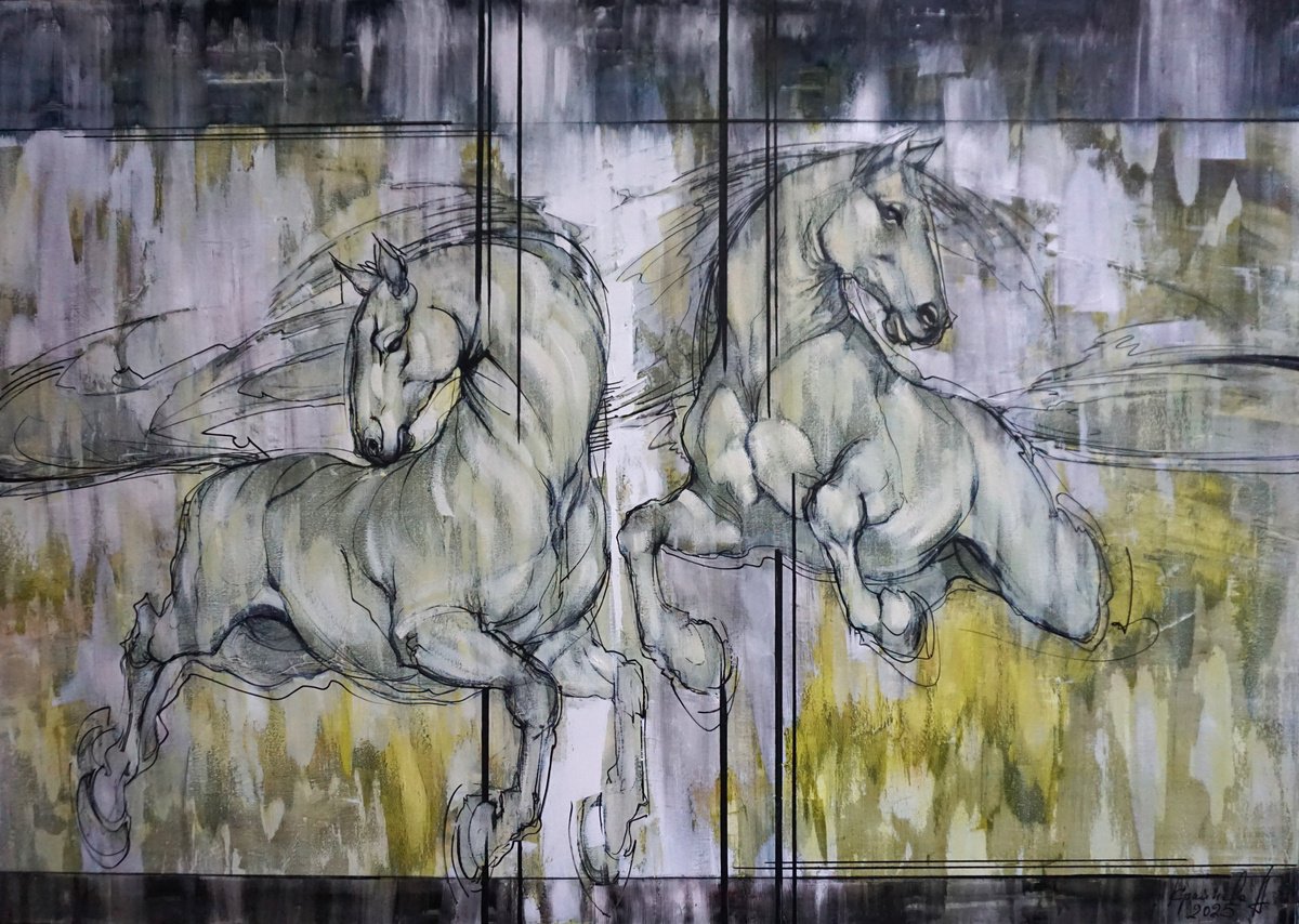Carousel Of Rain And Sun. Horses By Anastasiia Kraineva (Masniuk), 55 X 39, Artwork For Sale On Artfinder