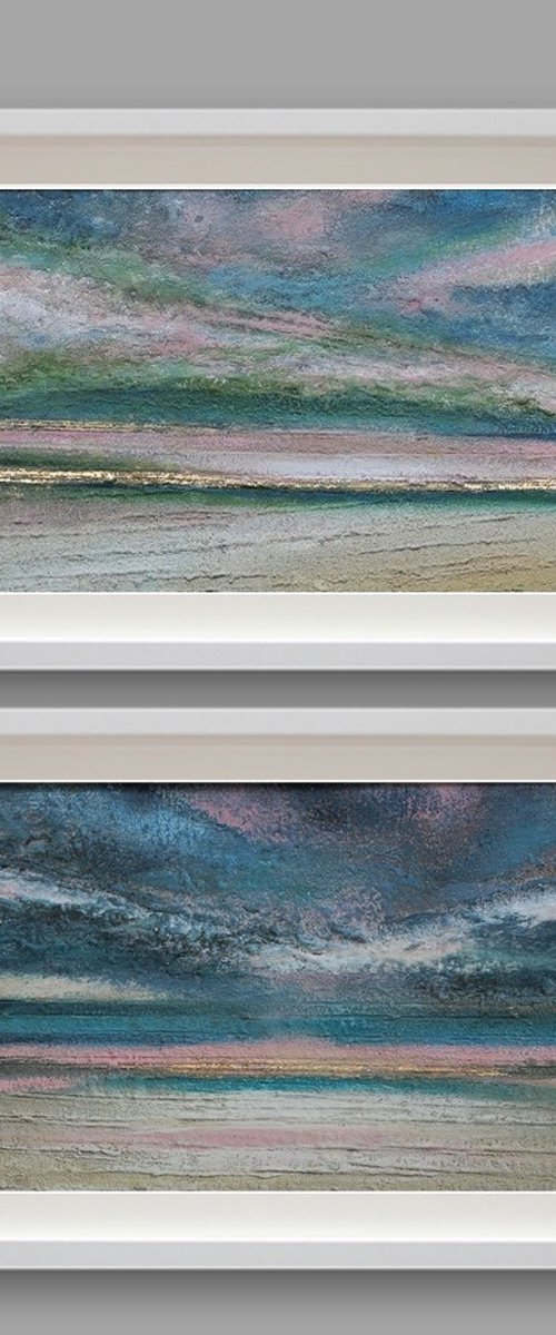 Drifting into Blue 1 & 2 - Two Original Painting- Sennen Cove Cornwall by Tony Davie