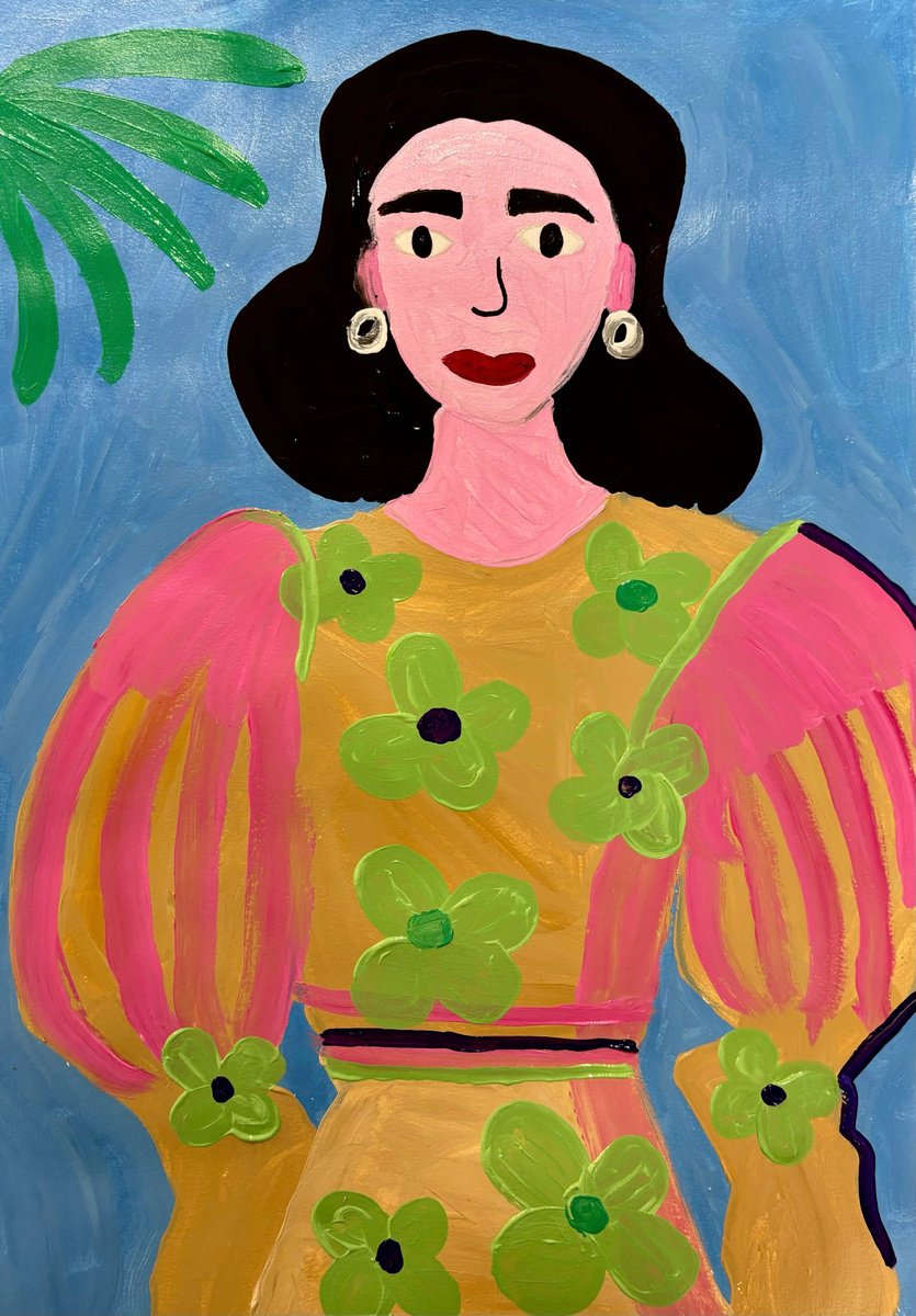 Urban And Pop Portrait Acrylic Painting By Aurora Camaiani, 14 X 20, Outdoor, Original Artwork