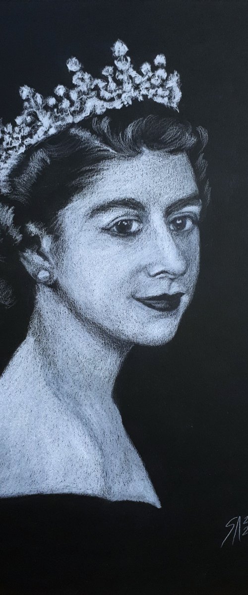 Queen Elizabeth II / ORIGINAL DRAWING by Salana Art Gallery