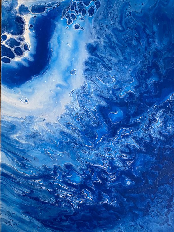 "Blue Division" - Original Abstract PMS Fluid Acrylic Painting - 16 x 20 inches