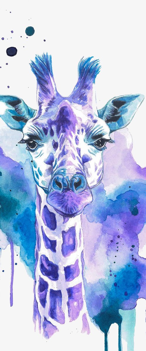 Colourful Giraffe Painting by Sandy Broenimann
