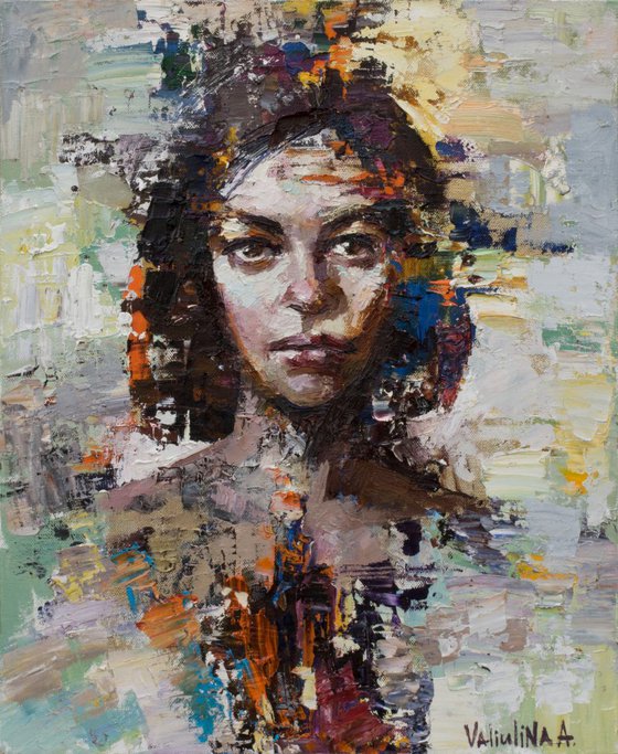 Abstract woman portrait painting, Original oil painting Oil painting by ...
