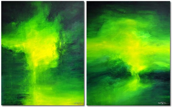 THE DARK SIDES OF OUR EMERALD GREEN MOON (diptych)