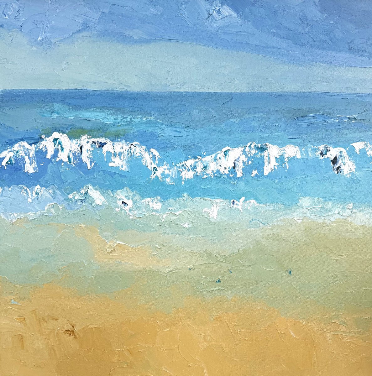 Crashing Wave On St Ives Beach By Ann Palmer, 26 X 26, Artwork For Sale On Artfinder