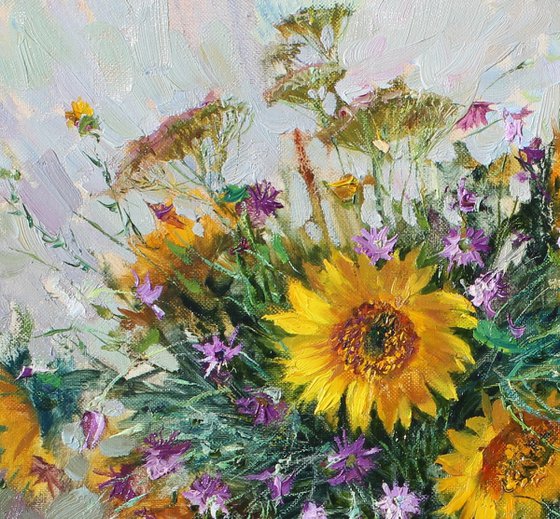 Wildflowers and sunflowers
