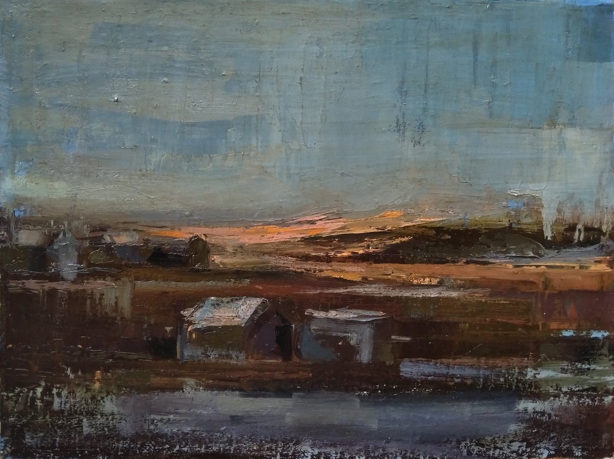 Impressionistic Landscape Oil Painting By Kamsar Ohanyan, 16 X 12", After Rain, Original Artwork