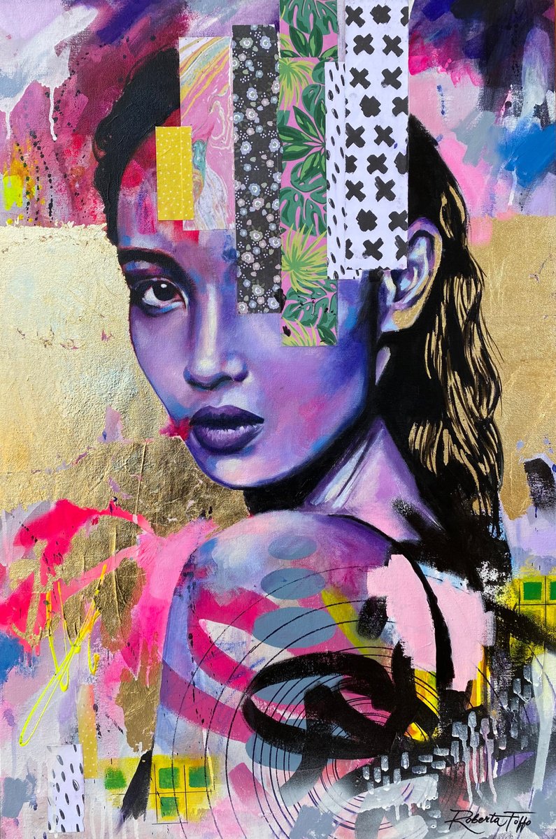 Urban And Pop Portrait Oil Painting By Bold Ro, 24 X 35, Helium, Original Artwork