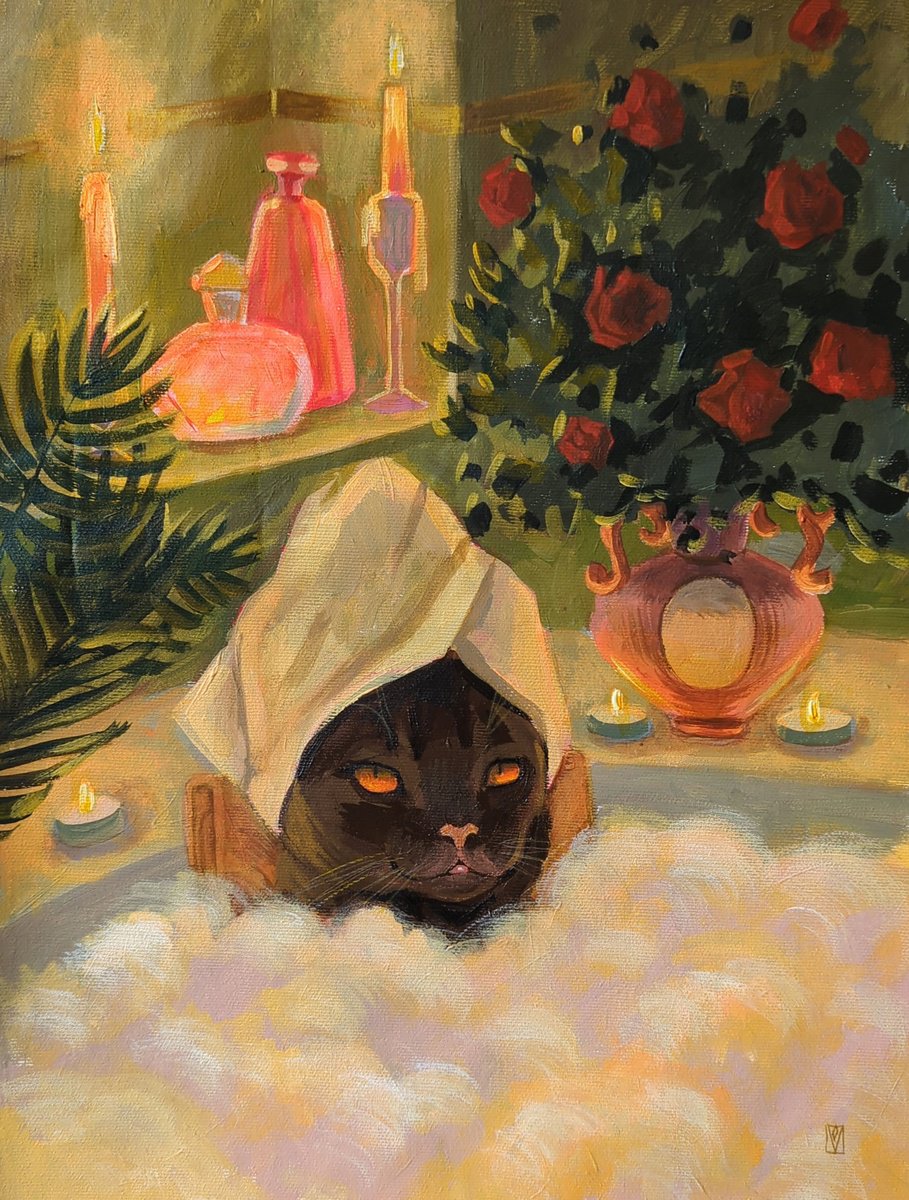 Illustrative Animal Acrylic Painting By Olha Vlasova, 12 X 16", The Panther, Original Artwork