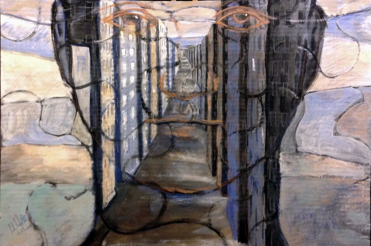 Urban And Pop Painting , A Puzzled Town Inside By Paolo Beneforti, 25 X 17, Artwork For Sale On Artfinder