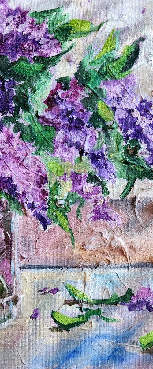 Lilacs in a Glass Vase by Katrina Case