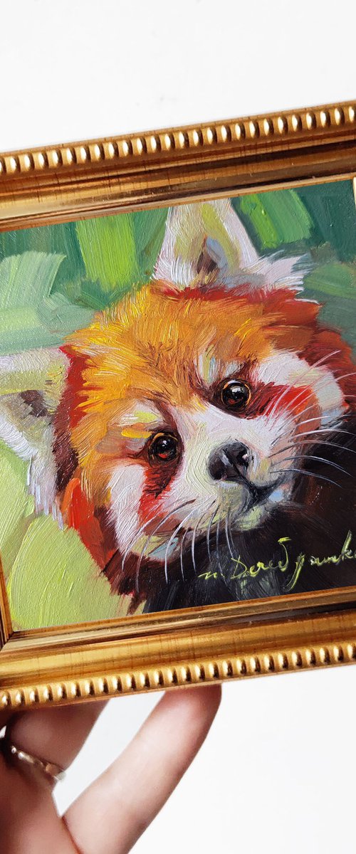 Red panda painting by Nataly Derevyanko