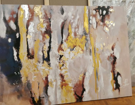 Golden Abstract Canvas art, Print on canvas