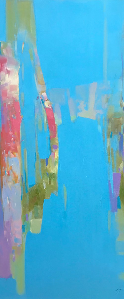 Sevres Blue, Original oil painting, Handmade artwork, One of a kind by Vahe Yeremyan
